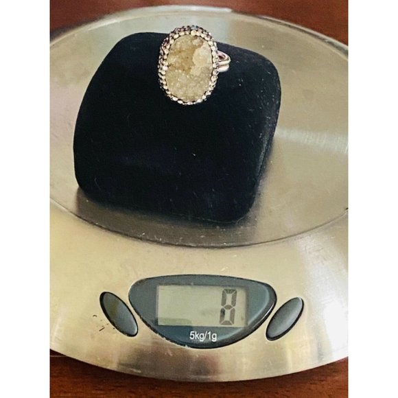 Natural Quartz Sparkling Cluster 925 Silver Ring Size 7.5 - Picture 11 of 11